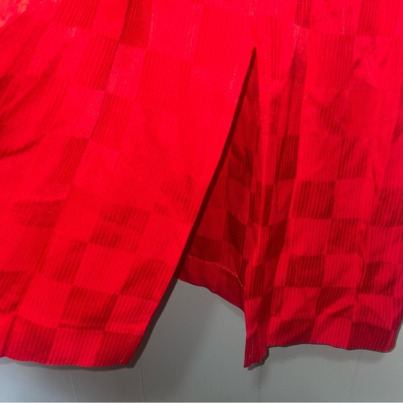 Liz Claiborne Sport Vintage Drop Waist Red Checkered Dress 100% Silk Size 8 - Picture 6 of 9